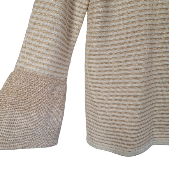 Calvin Klein Ivory Gold Sweater Cowl Neck Metallic Christmas Medium - Picture 3 of 7